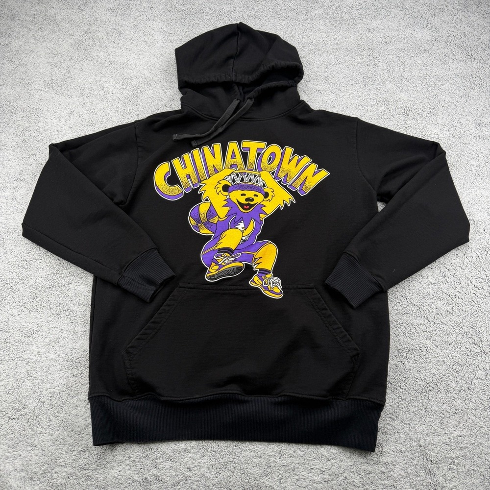 Chinatown Market Hoodie Mens Large Black Grateful Dead Lakers Dancing Bear NBA